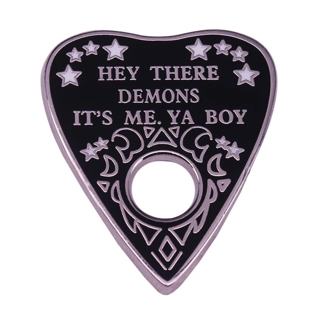 Ouija Board Demons Silver Enamel Pin